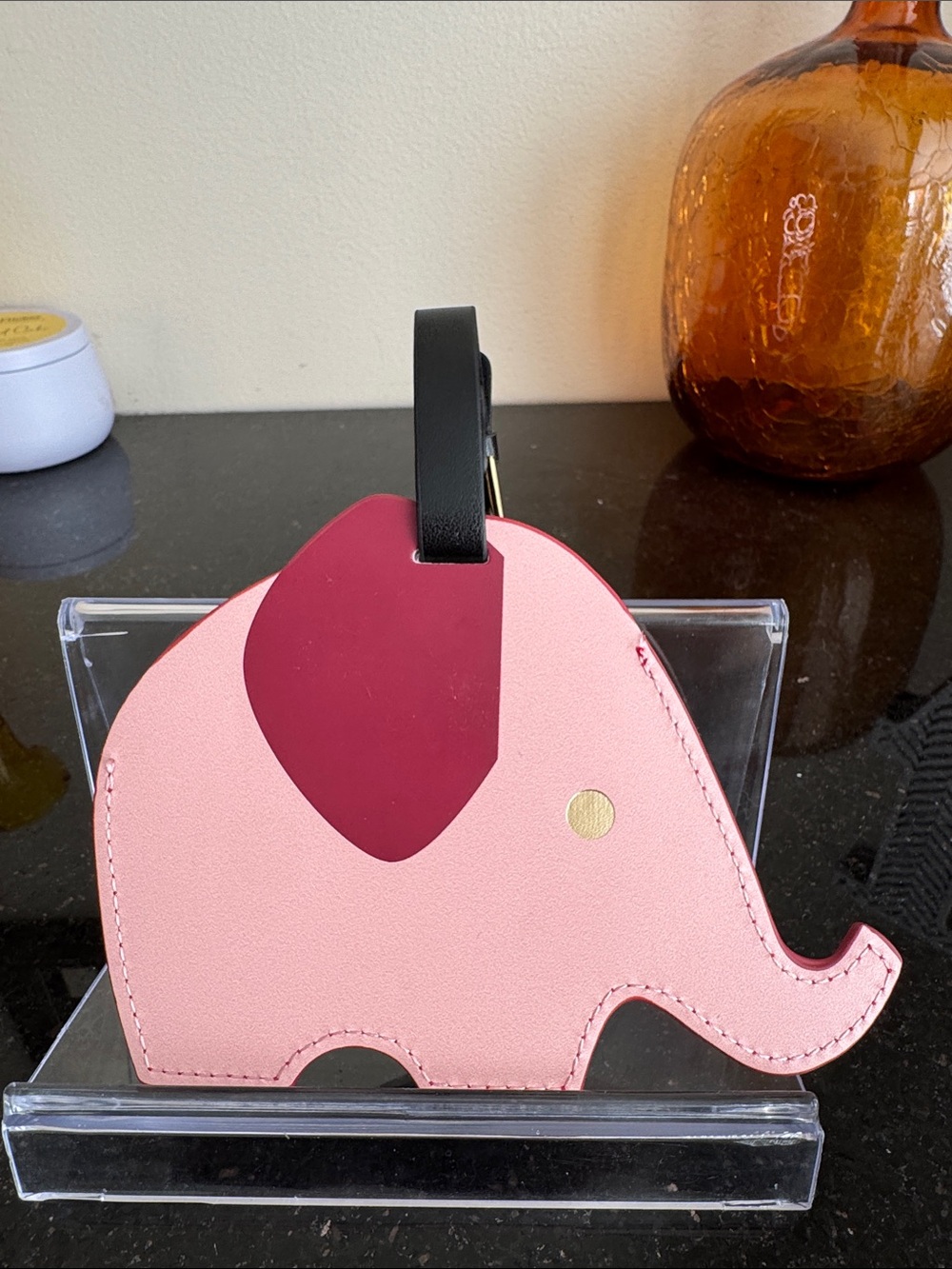 kate spade Pink Elephant Luggage Tag with Dark Pink Ear